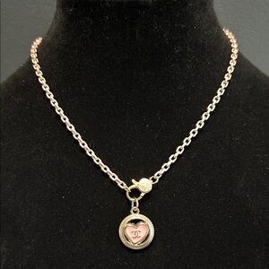 Channel Gold and Pink Heart Component on Pink & Gold Filled Chain